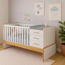 Berço Americano Beni 5 em 1 Design Moderno MDF Premium e Baú Integrado - Quarto de Bebê Berço Americano Beni 5 em 1 Design Moderno MDF Premium e Baú Integrado - Quarto de Bebê