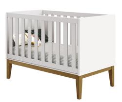 Berço Americano Classic New Branco Fosco com Madeira - MoveisAqui
