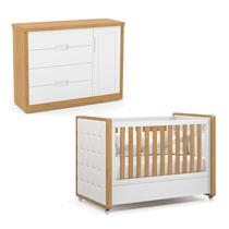 Berço Americano com Capitonê New Boucle e Cômoda Infantil Tutto New Freijó Branco Acetinado - Matic Berço Americano com Capitonê New Boucle e Cômoda Infantil Tutto New Freijó Branco Acetinado - Matic