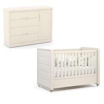 Berço Americano com Capitonê New Boucle e Cômoda Infantil Tutto New Off White - Matic Berço Americano com Capitonê New Boucle e Cômoda Infantil Tutto New Off White - Matic