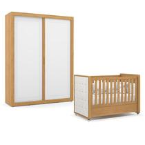 Berço Americano com Capitonê New Boucle e Guarda Roupa Tutto New 2 Portas Freijó - Matic Berço Americano com Capitonê New Boucle e Guarda Roupa Tutto New 2 Portas Freijó - Matic