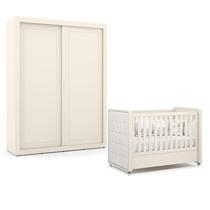 Berço Americano com Capitonê New Boucle e Guarda Roupa Tutto New 2 Portas Off White - Matic
