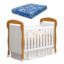 Berço Americano Danny Branco Acetinado Savana com Colchão Ortobom - Reller