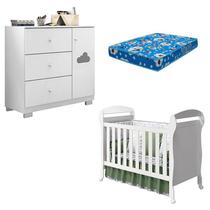 Berço Americano Danny e Cômoda Infantil Ane Branco Brilho com Colchão Ortobom Phoenix Baby Berço Americano Danny e Cômoda Infantil Ane Branco Brilho com Colchão Ortobom Phoenix Baby