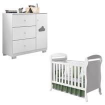 Berço Americano Danny E Cômoda Infantil Ane Branco Brilho Phoenix Baby