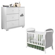 Berço Americano Danny e Cômoda Infantil Ane Branco Brilho Phoenix Baby