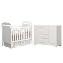 Berço Americano Danny e Cômoda Infantil Zaki Branco Acetinado - Reller