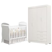 Berço Americano Danny e Guarda Roupa Infantil Zaki Branco Acetinado - Reller Berço Americano Danny e Guarda Roupa Infantil Zaki Branco Acetinado - Reller