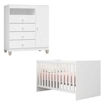 Berço Americano Doce Sonho 100 com Cômoda Infantil Ternura Baby Branco Brilho - Incorplac