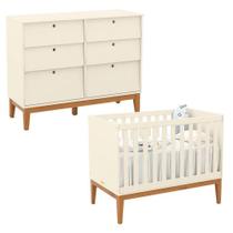 Berço Americano E Cômoda 6 Gavetas Unique Off White Eco Wood - Matic