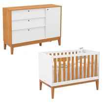 Berço Americano e Cômoda Sapateira Unique Branco Soft Freijó Eco Wood - Matic
