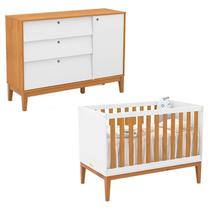 Berço Americano e Cômoda Sapateira Unique Branco Soft Freijó Eco Wood - Matic