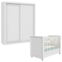 Berço Americano E Guarda Roupa 2 Portas Tutto New Branco Acetinado - Matic Berço Americano E Guarda Roupa 2 Portas Tutto New Branco Acetinado - Matic