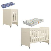 Berço Americano Evolution 4 em 1 Areia Acetinado com Colchão Mini e Colchão Americano Gazin - Reller Berço Americano Evolution 4 em 1 Areia Acetinado com Colchão Mini e Colchão Americano Gazin - Reller