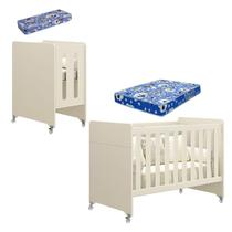 Berço Americano Evolution 4 em 1 Areia Acetinado com Colchão Mini e Colchão Americano Ortobom - Reller Berço Americano Evolution 4 em 1 Areia Acetinado com Colchão Mini e Colchão Americano Ortobom - Reller