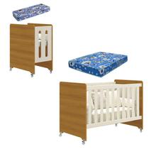 Berço Americano Evolution 4 em 1 Areia Acetinado Savana com Colchão Mini e Colchão Americano Ortobom - Reller Berço Americano Evolution 4 em 1 Areia Acetinado Savana com Colchão Mini e Colchão Americano Ortobom - Reller