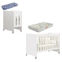 Berço Americano Evolution 4 Em 1 Branco Acetinado Com Colchão Mini E Colchão Americano Gazin - Reller