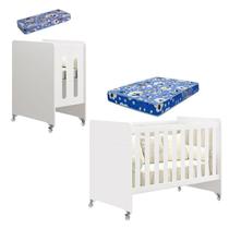 Berço Americano Evolution 4 em 1 Branco Acetinado com Colchão Mini e Colchão Americano Ortobom - Reller