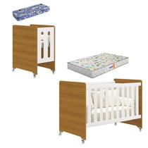 Berço Americano Evolution 4 em 1 Branco Acetinado Savana com Colchão Mini e Colchão Americano Gazin - Reller Berço Americano Evolution 4 em 1 Branco Acetinado Savana com Colchão Mini e Colchão Americano Gazin - Reller