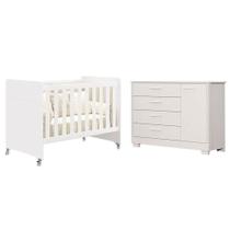 Berço Americano Evolution 4 Em 1 E Cômoda Zaki Branco Acetinado - Reller