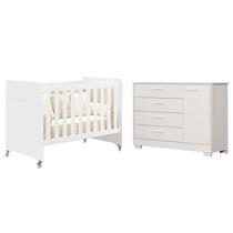 Berço Americano Evolution 4 em 1 e Cômoda Zaki Branco Acetinado - Reller
