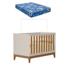 Berço Americano Flip Areia Acetinado Savana com Colchão Ortobom - Reller Berço Americano Flip Areia Acetinado Savana com Colchão Ortobom - Reller