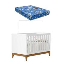 Berço Americano Flip Branco Acetinado Com Colchão Ortobom- Reller Berço Americano Flip Branco Acetinado Com Colchão Ortobom- Reller