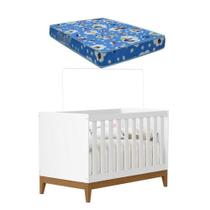 Berço Americano Flip Branco Acetinado Com Colchão - Reller Berço Americano Flip Branco Acetinado Com Colchão - Reller
