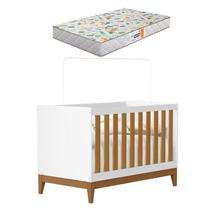 Berço Americano Flip Branco Acetinado Savana com Colchão Gazin - Reller Berço Americano Flip Branco Acetinado Savana com Colchão Gazin - Reller