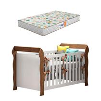 Berço Americano Lara Branco Acetinado Amadeirado com Colchão Gazin Carolina Berço Americano Lara Branco Acetinado Amadeirado com Colchão Gazin Carolina