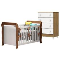 Berço Americano Lara Com Cômoda Gaveteiro Mel Flat Branco Acetinado Amadeirado - Carolina Berço Americano Lara Com Cômoda Gaveteiro Mel Flat Branco Acetinado Amadeirado - Carolina