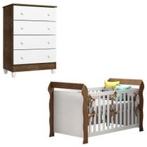 Berço Americano Lara E Cômoda Gaveteiro Ariel Branco Acetinado Amadeirado - Carolina Berço Americano Lara E Cômoda Gaveteiro Ariel Branco Acetinado Amadeirado - Carolina