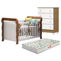 Berço Americano Lara E Cômoda Gaveteiro Mel Flat Branco Acetinado Amadeirado Com Colchão Gazin Berço Americano Lara E Cômoda Gaveteiro Mel Flat Branco Acetinado Amadeirado Com Colchão Gazin