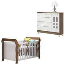 Berço Americano Lara E Cômoda Selena Branco Acetinado Amadeirado - Carolina Berço Americano Lara E Cômoda Selena Branco Acetinado Amadeirado - Carolina