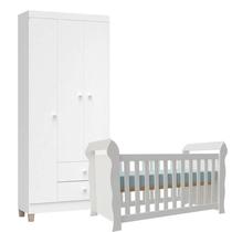 Berço Americano Lara e Guarda Roupa Ternura Baby 3 Portas Branco Brilho - Incorplac Berço Americano Lara e Guarda Roupa Ternura Baby 3 Portas Branco Brilho - Incorplac