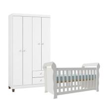 Berço Americano Lara E Guarda Roupa Ternura Baby 4 Portas Branco Brilho - Incorplac Berço Americano Lara E Guarda Roupa Ternura Baby 4 Portas Branco Brilho - Incorplac