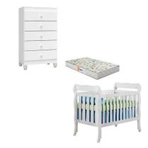 Berço Americano Lila Com Colchão Gazin E Cômoda Gaveteiro Ternura Baby Branco Brilho - Incorplac Berço Americano Lila Com Colchão Gazin E Cômoda Gaveteiro Ternura Baby Branco Brilho - Incorplac