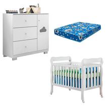 Berço Americano Lila e Cômoda Infantil Ane Branco Brilho com Colchão Ortobom Phoenix Baby Berço Americano Lila e Cômoda Infantil Ane Branco Brilho com Colchão Ortobom Phoenix Baby