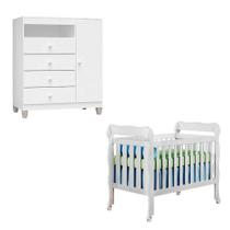 Berço Americano Lila E Cômoda Infantil Ternura Baby Branco Brilho - Incorplac - INCORPLAC MÓVEIS Berço Americano Lila E Cômoda Infantil Ternura Baby Branco Brilho - Incorplac - INCORPLAC MÓVEIS