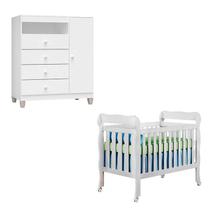 Berço Americano Lila e Cômoda Infantil Ternura Baby Branco Brilho - Incorplac Berço Americano Lila e Cômoda Infantil Ternura Baby Branco Brilho - Incorplac