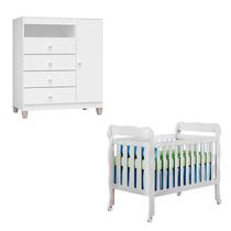 Berço Americano Lila e Cômoda Infantil Ternura Baby Branco Brilho - Incorplac Berço Americano Lila e Cômoda Infantil Ternura Baby Branco Brilho - Incorplac