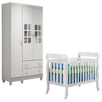 Berço Americano Lila e Guarda Roupa Mariah 3 Portas Branco Brilho Carolina Berço Americano Lila e Guarda Roupa Mariah 3 Portas Branco Brilho Carolina
