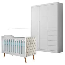 Berço Americano Lorena com Capitonê Bege e Guarda Roupa Infantil Eloá Branco Acetinado Phoenix Baby Berço Americano Lorena com Capitonê Bege e Guarda Roupa Infantil Eloá Branco Acetinado Phoenix Baby