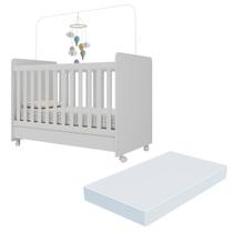 Berço Americano / mini Cama 3 em 1 com colchão incluso e rodízios Bambino Multimóveis Branco