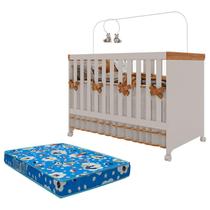 Berço Americano Mini Cama Antonella Off White Caramelo com Colchão Ortobom Canaã