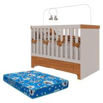 Berço Americano Mini Cama Com Gaveta Antonella Off White Caramelo Com Colchão Ortobom Canaã