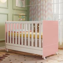 Berço Americano Mini Cama Encanto Cor Branco com Rosa - Peternella Móveis