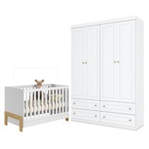 Berço Americano Mini Cama Fantasia Branco Acetinado Qmovi e Guarda Roupa Infantil Americano 4 Portas Branco HP Henn Berço Americano Mini Cama Fantasia Branco Acetinado Qmovi e Guarda Roupa Infantil Americano 4 Portas Branco HP Henn