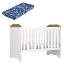 Berço Americano Mini Cama Mel Branco Acetinado Amadeirado com Colchão Ortobom - Carolina Berço Americano Mini Cama Mel Branco Acetinado Amadeirado com Colchão Ortobom - Carolina