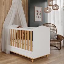 Berço Americano Mini Cama Montessoriano Multifuncional Branco Marrom